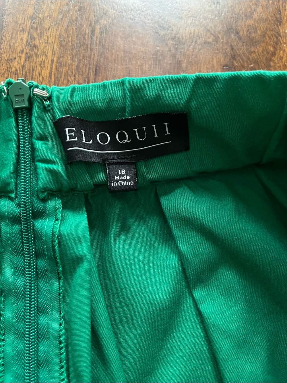 ELOQUII Kelly Green Full Midi Skirt -Box Pleat 100% Cotton - Size 18 - Picture 6 of 7